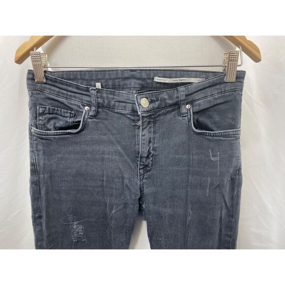 Zara Women's Jean's Black Denim Mid-Rise 5 Pocket Slim Fit Size 4 x 26 - Picture 3 of 6
